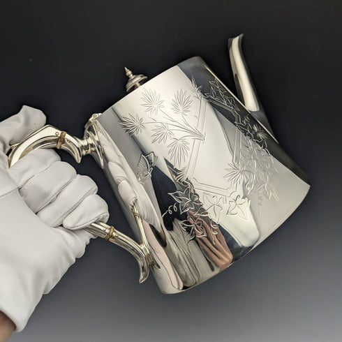 1870年代 英国アンティーク シルバープレート製 ドラム型ティーポット 669g